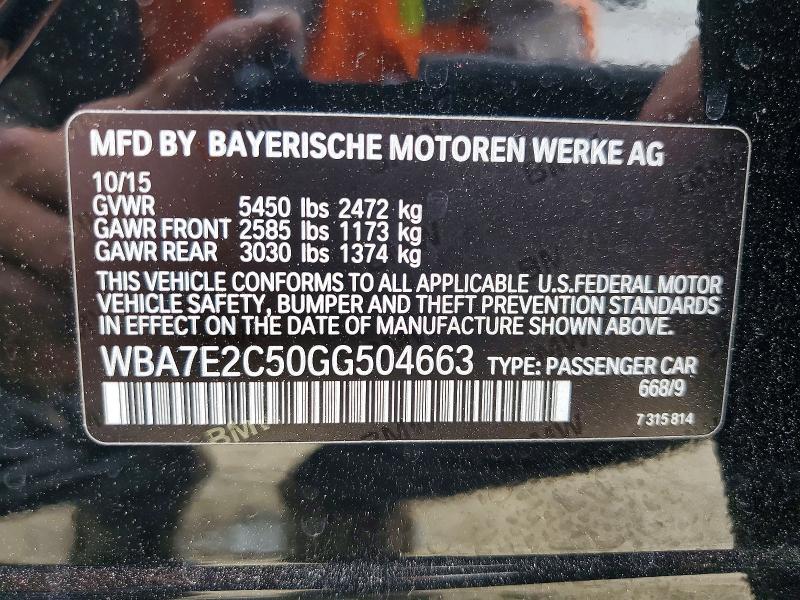 Aukcja sprzedaży 2016 Bmw 740, vin: WBA7E2C50GG504663, numer aukcji: 47838466