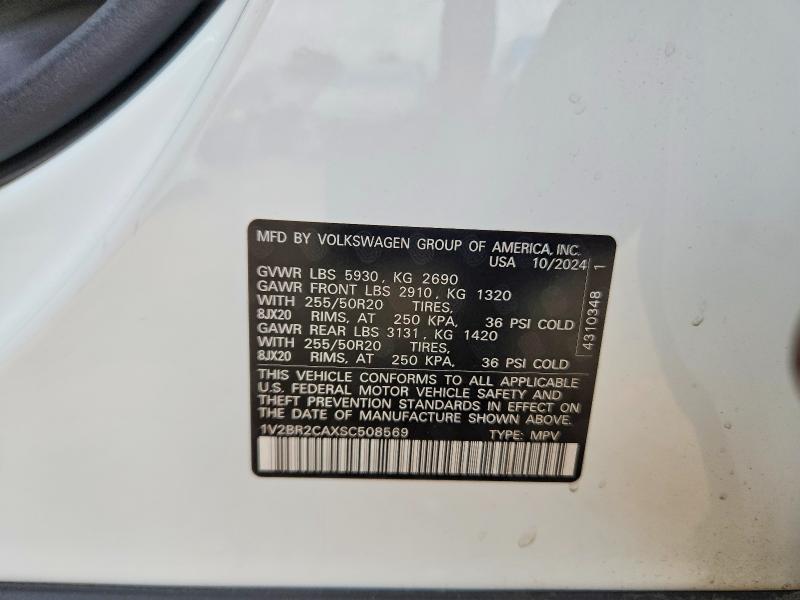 45703296 :رقم المزاد ، 1V2BR2CAXSC508569 vin ، 2025 Volkswagen Atlas مزاد بيع
