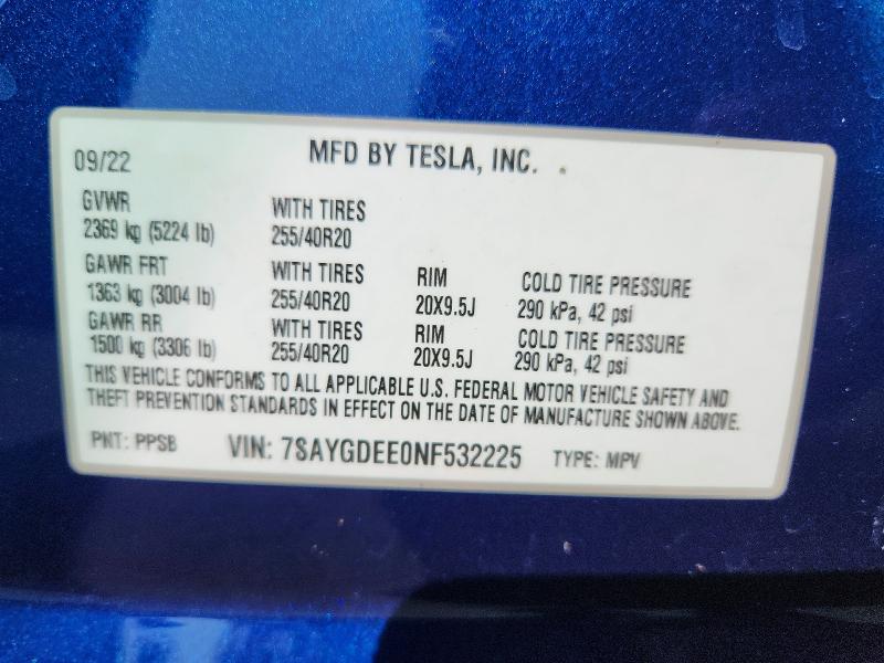 Aukcja sprzedaży 2022 Tesla Model Y, vin: 7SAYGDEE0NF532225, numer aukcji: 47212726