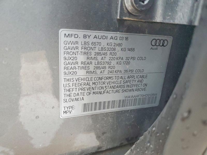 Продаж на аукціоні авто 2017 Audi Q7, vin: WA1AAAF70HD012644, номер лоту: 41909296