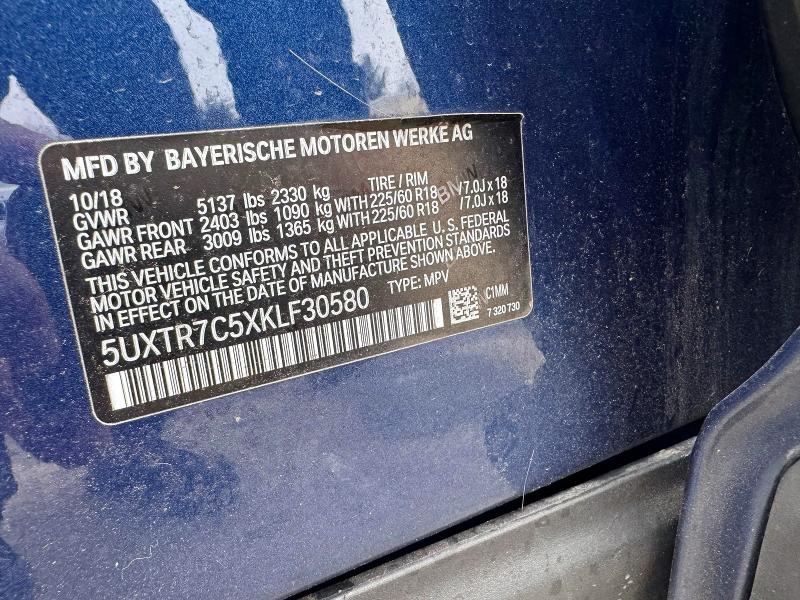 2019 Bmw X3 მანქანა იყიდება აუქციონზე, vin: 5UXTR7C5XKLF30580, აუქციონის ნომერი: 45850276