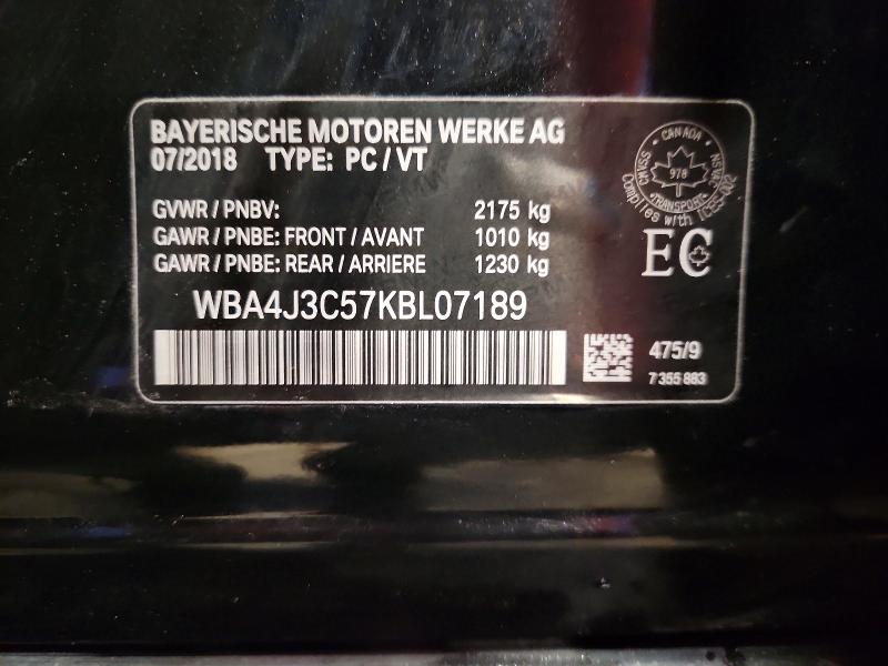 2019 Bmw 430xi მანქანა იყიდება აუქციონზე, vin: WBA4J3C57KBL07189, აუქციონის ნომერი: 46262316