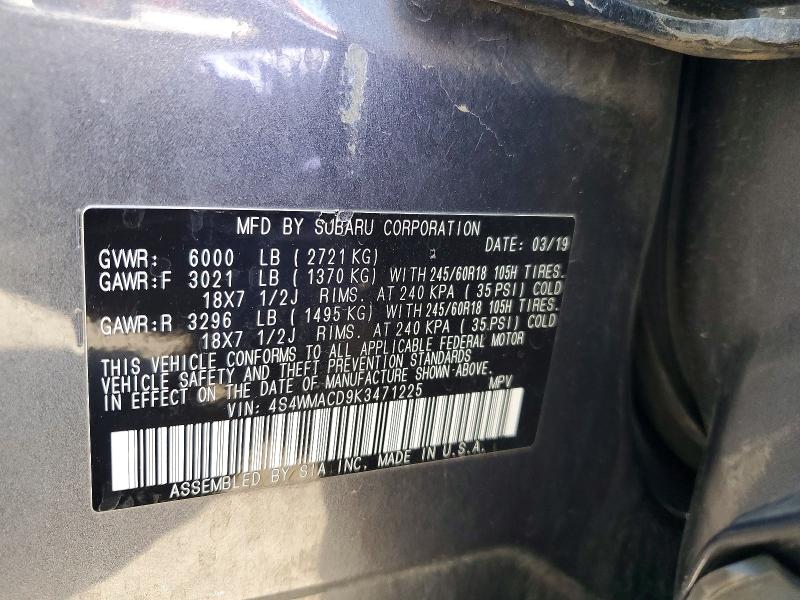Aukcja sprzedaży 2019 Subaru Ascent, vin: 4S4WMACD9K3471225, numer aukcji: 45671166