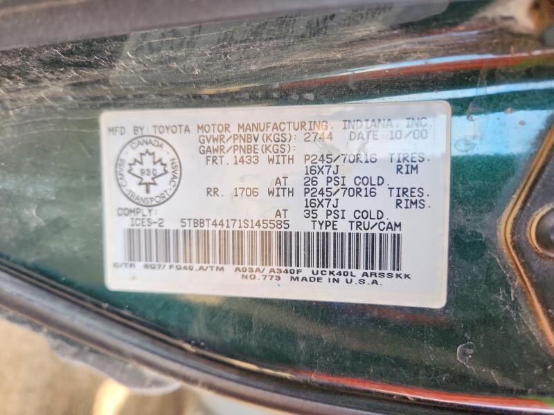 Продаж на аукціоні авто 2001 Toyota Tundra, vin: 5TBBT44171S145585, номер лоту: 47222636