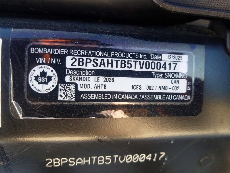 46847256 :رقم المزاد ، 2BPSAHTB5TV000417 vin ، 2026 Skid Skandic Le 900 Ace مزاد بيع