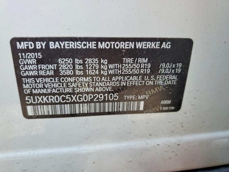 Auction sale of the 2016 Bmw X5, vin: 5UXKR0C5XG0P29105, lot number: 46237776