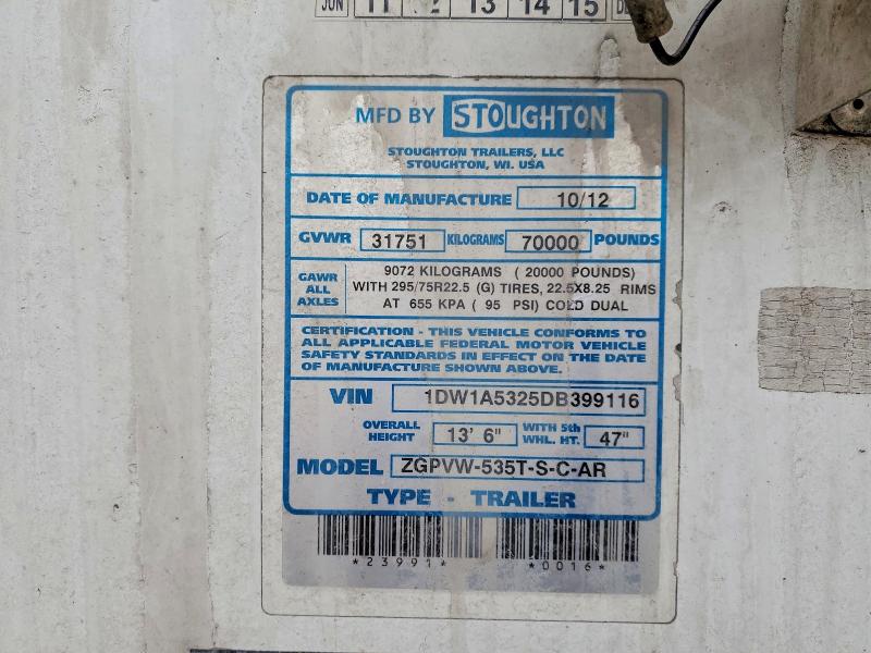 Продажа на аукционе авто 2013 Stoughton Trailers I, vin: 1DW1A5325DB399116, номер лота: 78695955
