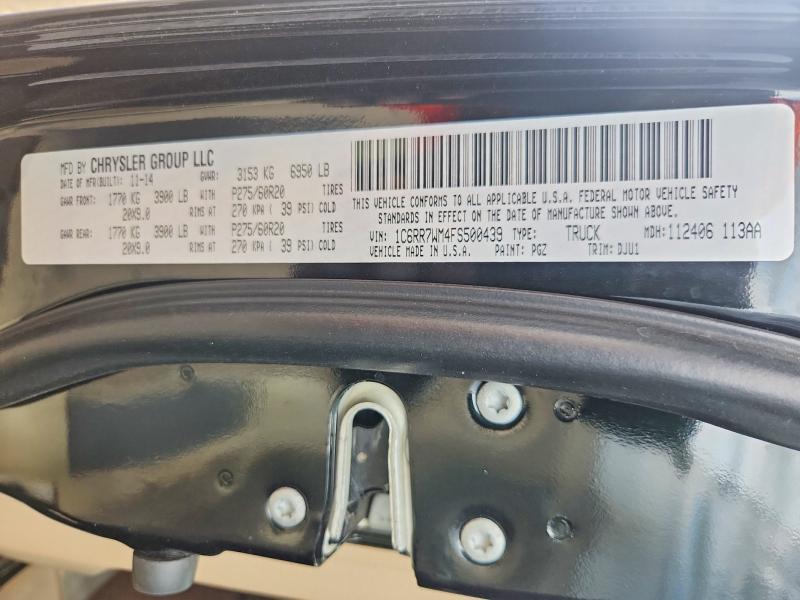 2015 Ram 1500 მანქანა იყიდება აუქციონზე, vin: 1C6RR7WM4FS500439, აუქციონის ნომერი: 42058296