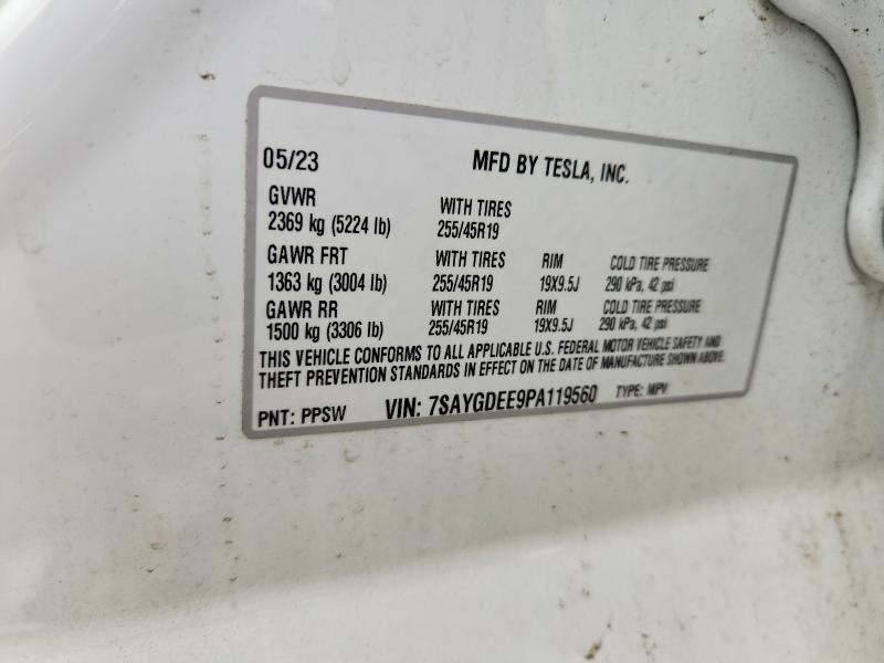 46147576 :رقم المزاد ، 7SAYGDEE9PA119560 vin ، 2023 Tesla Model Y مزاد بيع