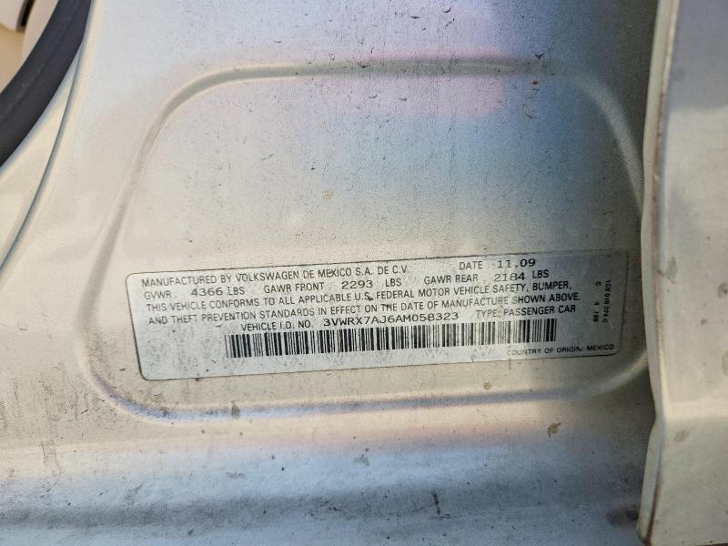 75374285 :رقم المزاد ، 3VWRX7AJ6AM058323 vin ، 2010 Volkswagen Jetta مزاد بيع