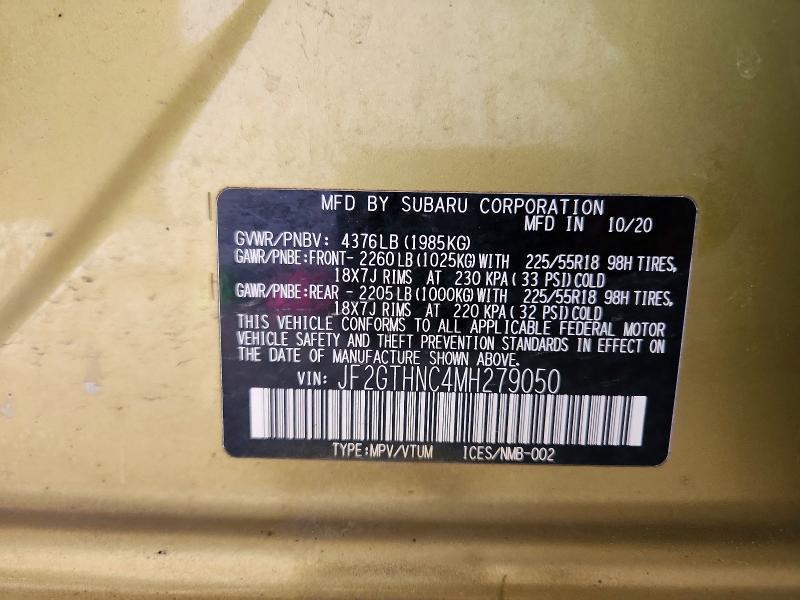Aukcja sprzedaży 2021 Subaru Crosstrek, vin: JF2GTHNC4MH279050, numer aukcji: 46814996