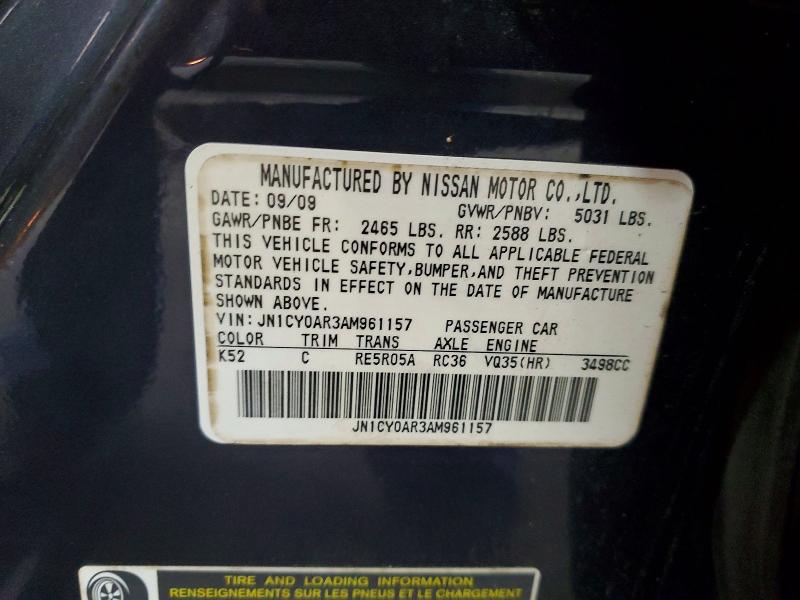 77376015 :رقم المزاد ، JN1CY0AR3AM961157 vin ، 2010 Infiniti M35 مزاد بيع