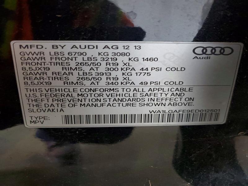 2014 Audi Q7 მანქანა იყიდება აუქციონზე, vin: WA1LGAFE9ED012501, აუქციონის ნომერი: 42067596