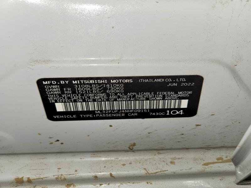 Продаж на аукціоні авто 2022 Mitsubishi Mirage, vin: ML32FUFJ4NHF09151, номер лоту: 78711895