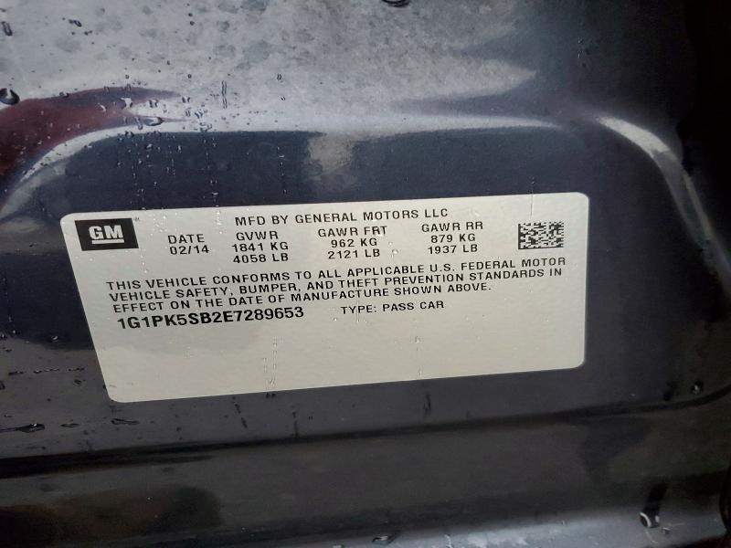 79109835 :رقم المزاد ، 1G1PK5SB2E7289653 vin ، 2014 Chevrolet Cruze مزاد بيع