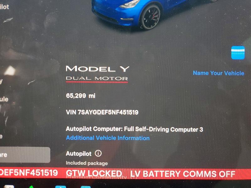 Продажа на аукционе авто 2022 Tesla Model Y, vin: 7SAYGDEF5NF451519, номер лота: 79127955