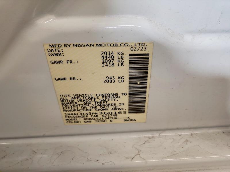 Продаж на аукціоні авто 2023 Nissan Altima, vin: 1N4AL4CV3PN360165, номер лоту: 46241826