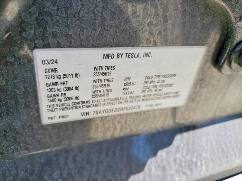 Aukcja sprzedaży 2024 Tesla Model Y, vin: 7SAYGDED0RF042476, numer aukcji: 46909096