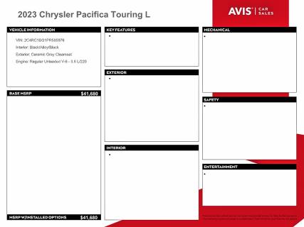 Продаж на аукціоні авто 2023 Chrysler Pacifica, vin: 2C4RC1BG1PR585976, номер лоту: 45940766