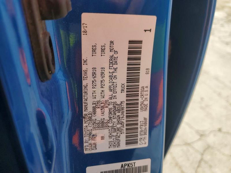 Продажа на аукционе авто 2018 Toyota Tundra, vin: 5TFUW5F19JX698775, номер лота: 46716406
