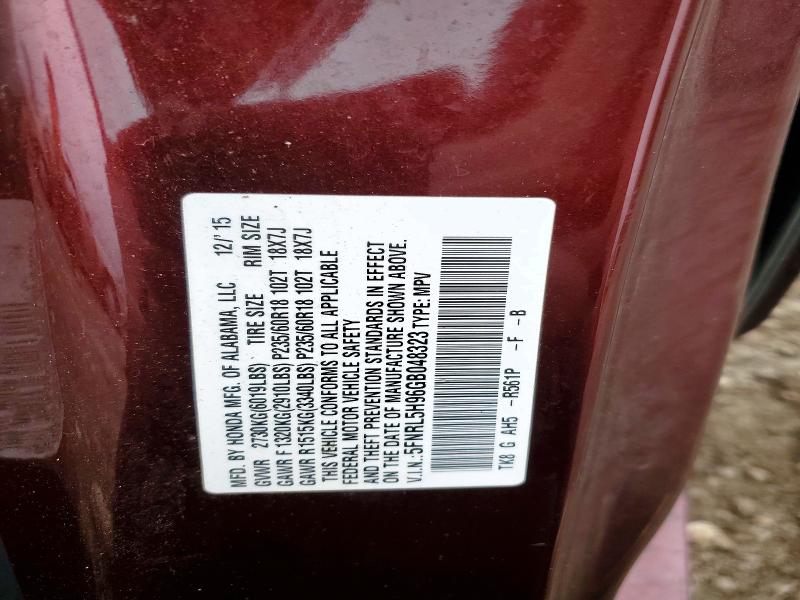 Aukcja sprzedaży 2016 Honda Odyssey, vin: 5FNRL5H96GB048323, numer aukcji: 45539596