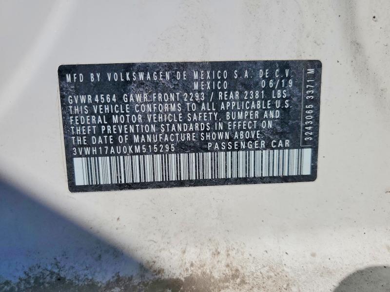 Продажа на аукционе авто 2019 Volkswagen Golf Alltrack, vin: 3VWH17AU0KM515295, номер лота: 41865416