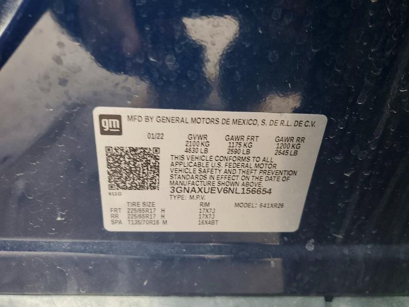 Продажа на аукционе авто 2022 Chevrolet Equinox, vin: 3GNAXUEV6NL156654, номер лота: 47202786