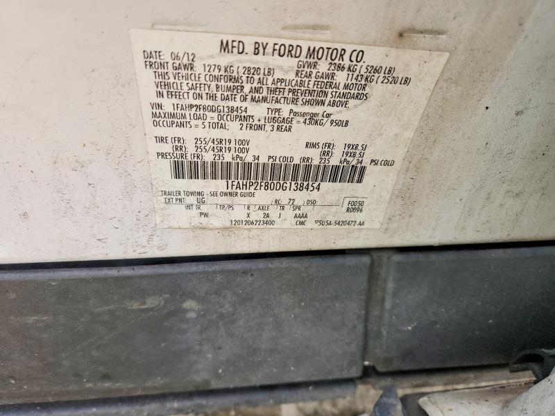 47640046 :رقم المزاد ، 1FAHP2F80DG138454 vin ، 2013 Ford Taurus مزاد بيع