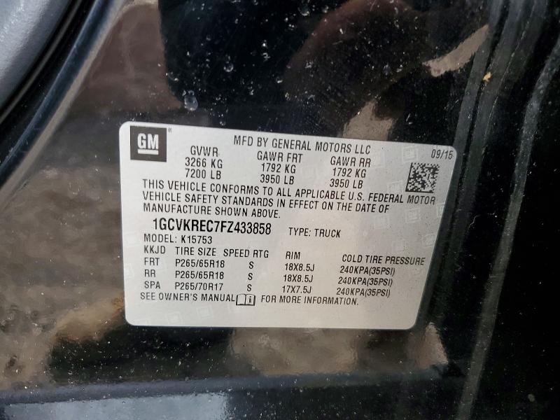 Auction sale of the 2015 Chevrolet Silverado, vin: 1GCVKREC7FZ433858, lot number: 47843216