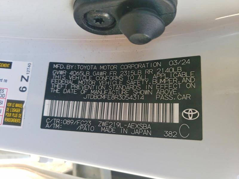 Продажа на аукционе авто 2024 Toyota Corolla Hybrid, vin: JTDBCMFE8R3054314, номер лота: 47719726