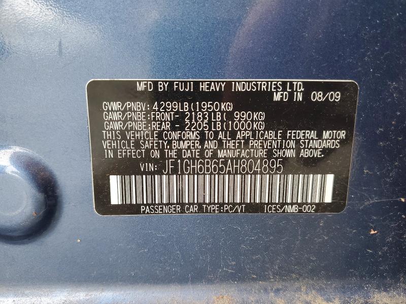 Продаж на аукціоні авто 2010 Subaru Impreza, vin: JF1GH6B65AH804895, номер лоту: 48105726