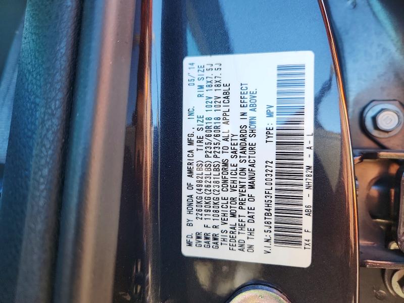41662996 :رقم المزاد ، 5J8TB4H53FL003272 vin ، 2015 Acura Rdx مزاد بيع