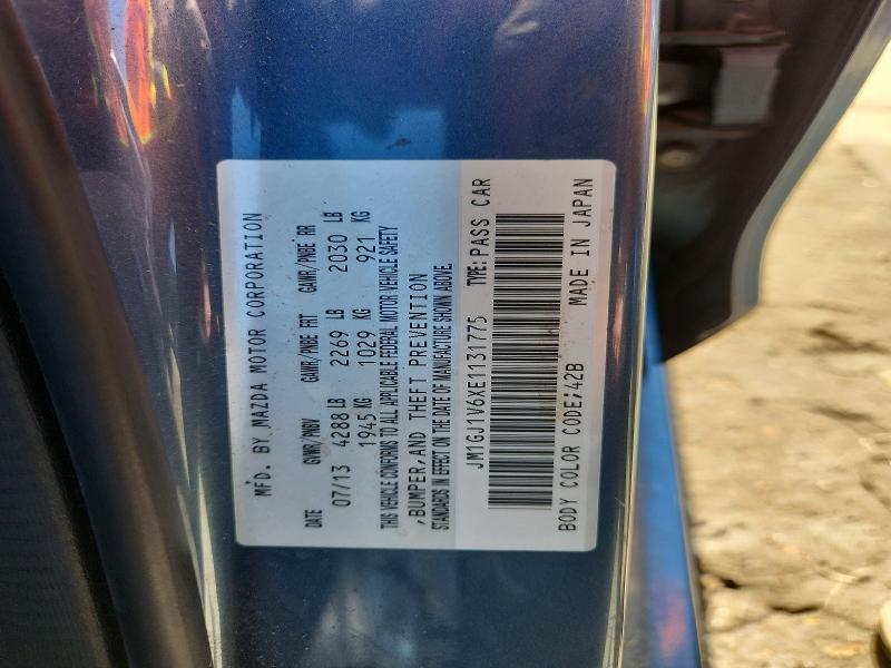 2014 Mazda 6 მანქანა იყიდება აუქციონზე, vin: JM1GJ1V6XE1131775, აუქციონის ნომერი: 41947206