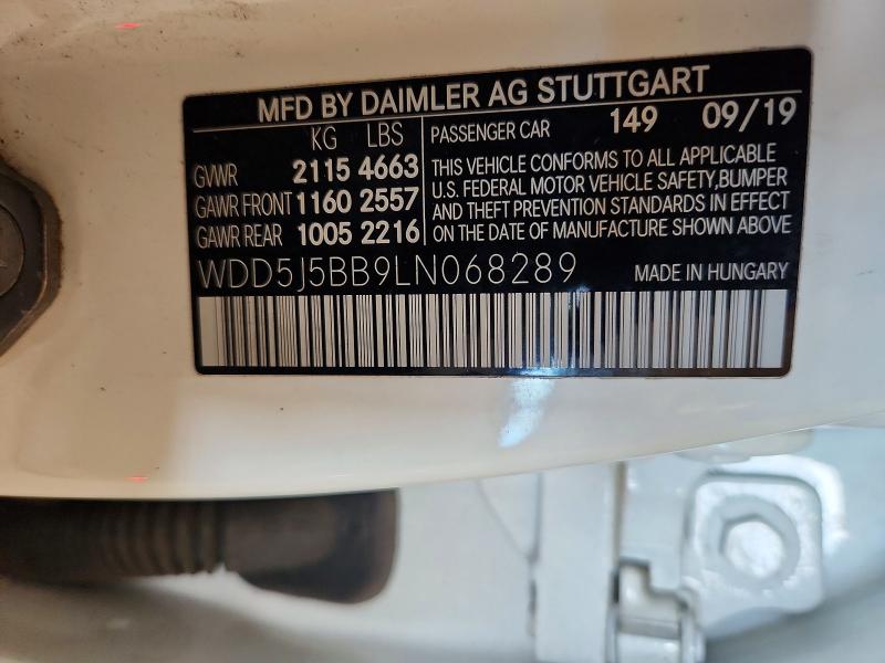 Aukcja sprzedaży 2020 Mercedes-benz Cla, vin: WDD5J5BB9LN068289, numer aukcji: 46575606