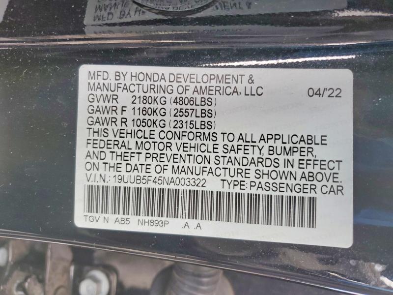 Продажа на аукционе авто 2022 Acura Tlx, vin: 19UUB5F45NA003322, номер лота: 79154755