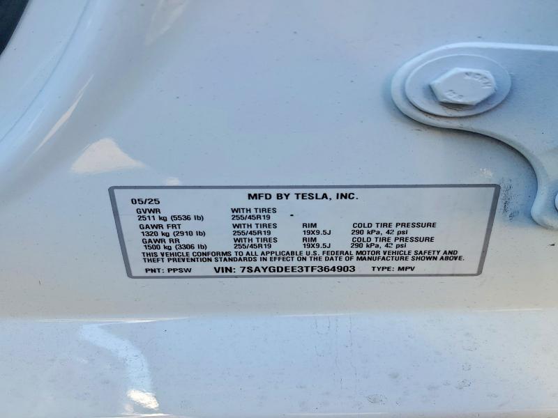 Aukcja sprzedaży 2026 Tesla Model Y, vin: 7SAYGDEE3TF364903, numer aukcji: 41642406