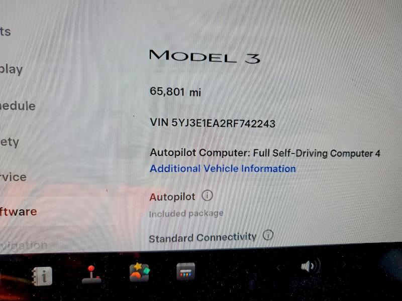2024 Tesla Model 3 მანქანა იყიდება აუქციონზე, vin: 5YJ3E1EA2RF742243, აუქციონის ნომერი: 47275576