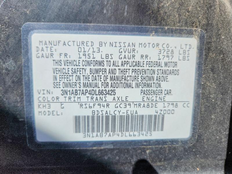 Продажа на аукционе авто 2013 Nissan Sentra, vin: 3N1AB7AP4DL663425, номер лота: 46348836