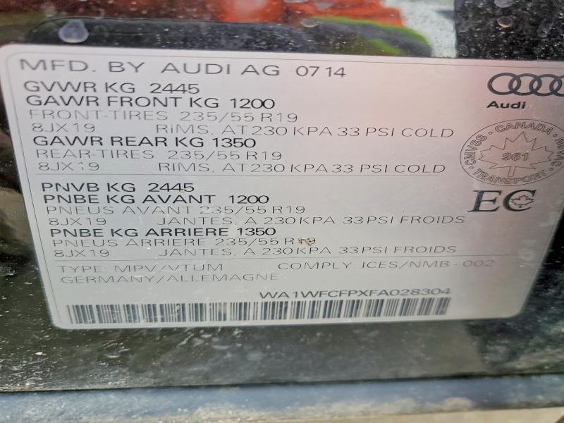 Продажа на аукционе авто 2015 Audi Q5, vin: WA1WFCFPXFA028304, номер лота: 46043426