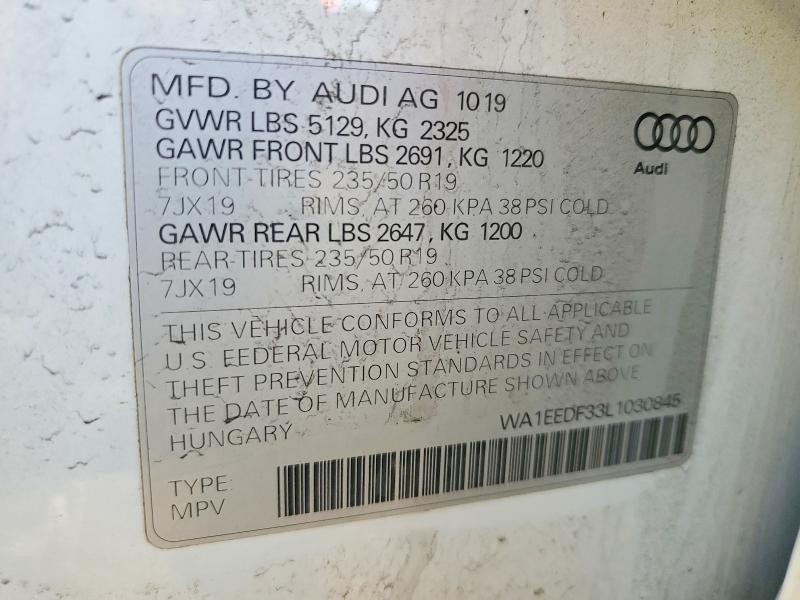Продажа на аукционе авто 2020 Audi Q3, vin: WA1EEDF33L1030845, номер лота: 41808786