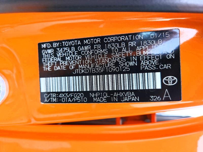 Aukcja sprzedaży 2015 Toyota Prius C, vin: JTDKDTB35F1090125, numer aukcji: 46832016