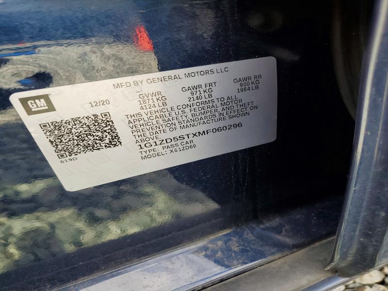 Aukcja sprzedaży 2021 Chevrolet Malibu, vin: 1G1ZD5STXMF060296, numer aukcji: 45591166