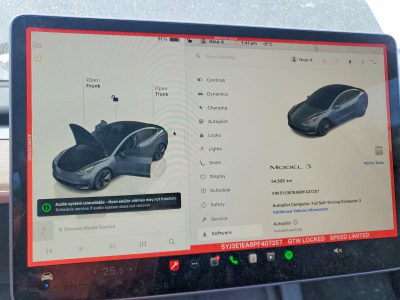 45764056 :رقم المزاد ، 5YJ3E1EA8PF407257 vin ، 2023 Tesla Model 3 مزاد بيع