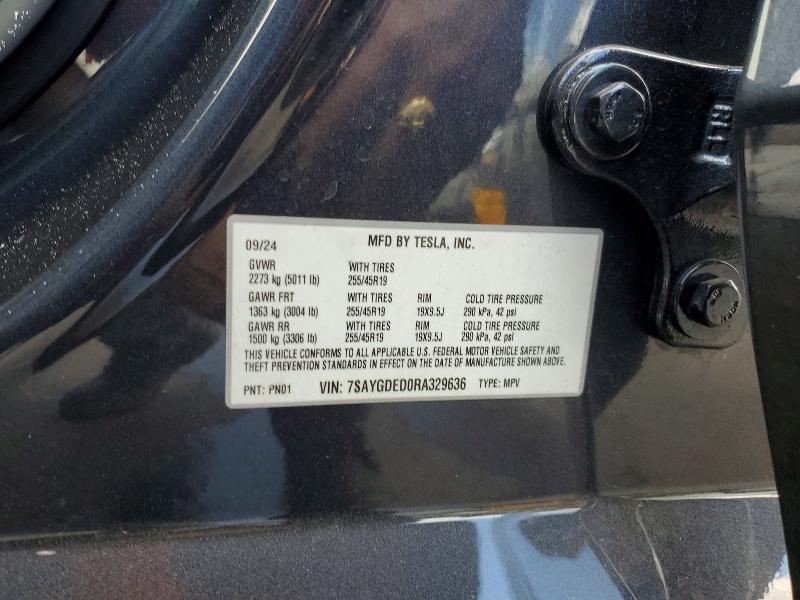 2024 Tesla Model Y მანქანა იყიდება აუქციონზე, vin: 7SAYGDED0RA329636, აუქციონის ნომერი: 46037556