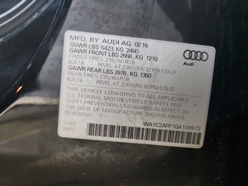 47773716 :رقم المزاد ، WA1C2AFP1GA109972 vin ، 2016 Audi Q5 مزاد بيع