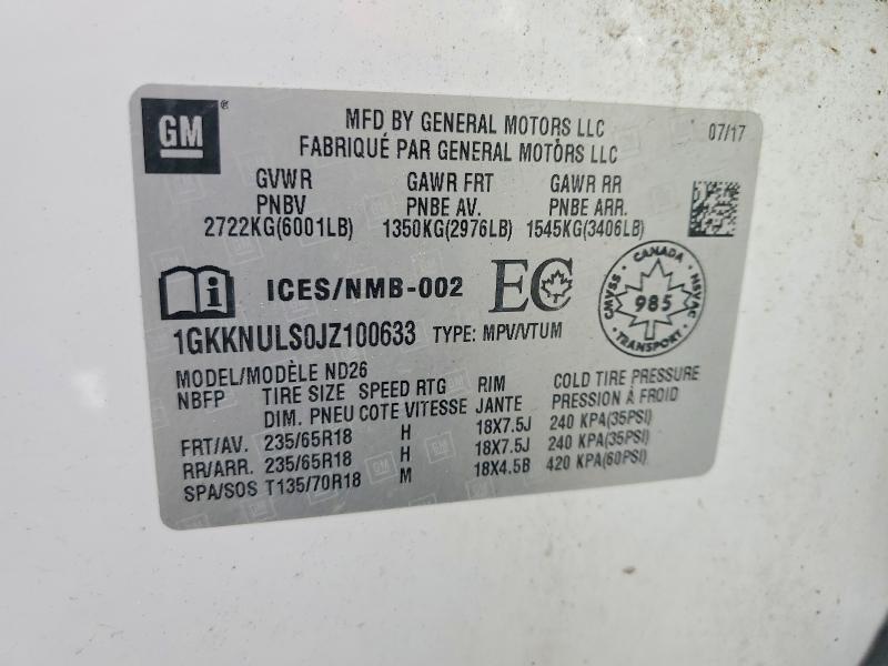 Продажа на аукционе авто 2018 Gmc Acadia, vin: 1GKKNULS0JZ100633, номер лота: 45635876