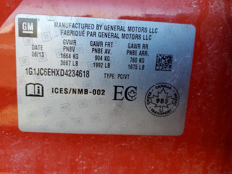 Продажа на аукционе авто 2013 Chevrolet Sonic Lt 5dr, vin: 1G1JC6EHXD4234618, номер лота: 46690996