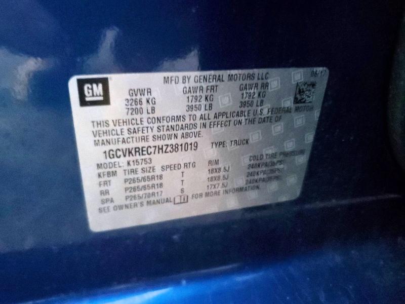 Aukcja sprzedaży 2017 Chevrolet Silverado, vin: 1GCVKREC7HZ381019, numer aukcji: 46226296