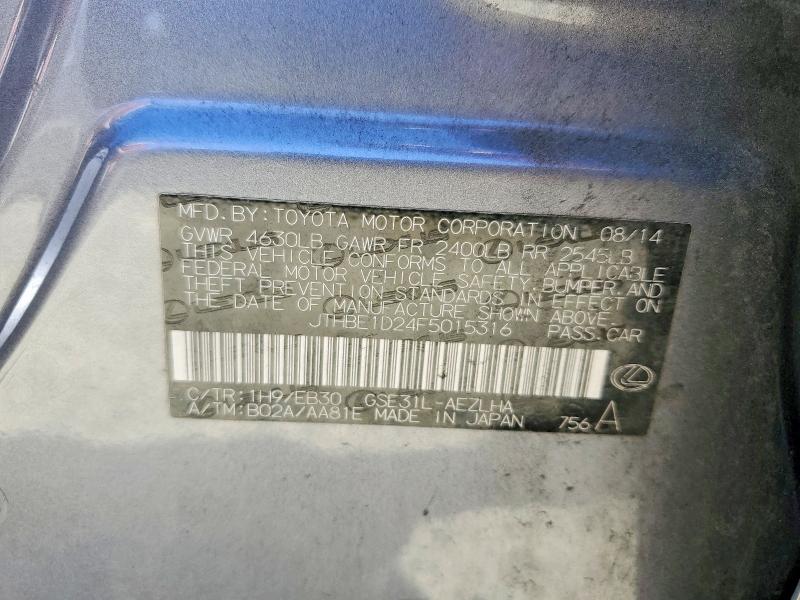 45780656 :رقم المزاد ، JTHBE1D24F5015316 vin ، 2015 Lexus Is 350 مزاد بيع