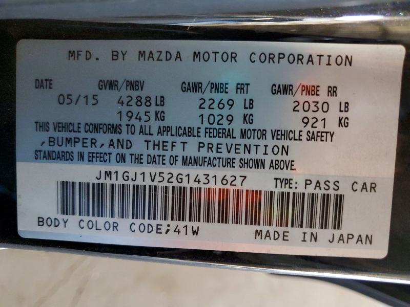Продажа на аукционе авто 2016 Mazda 6, vin: JM1GJ1V52G1431627, номер лота: 47249296